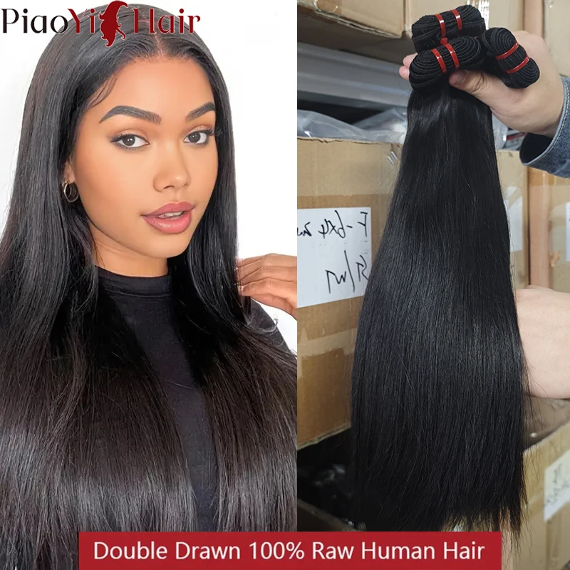 15A Double Drawn Straight Raw human hair Bundles 100% Human Hair Bundles Unprocessed Virgin Human Hair Extensions Top Quality