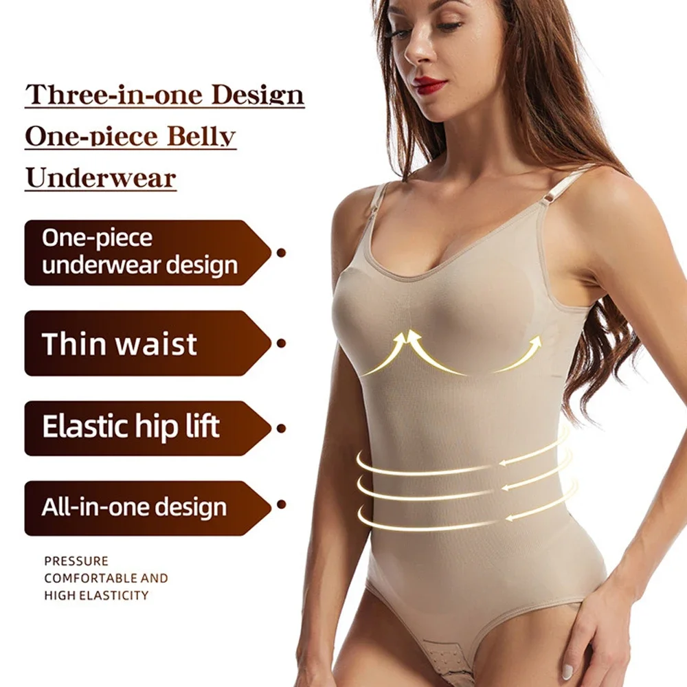 1 PCS Women Bodysuit Tops Shapewear Seamless Tummy Control Slimming Waist V Neck Sculpting Jumpsuits Body Shaper Waist Support