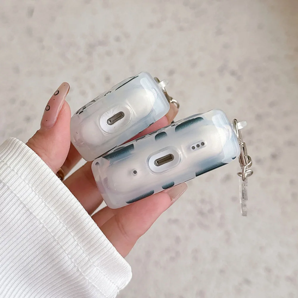 สีดํามะพร้าวต้นไม้รูปแบบวัวสําหรับ Apple Airpods 3 Pro 2 1 หูฟังบลูทูธฝาครอบอุปกรณ์ป้องกันพร้อมพวงกุญแจ