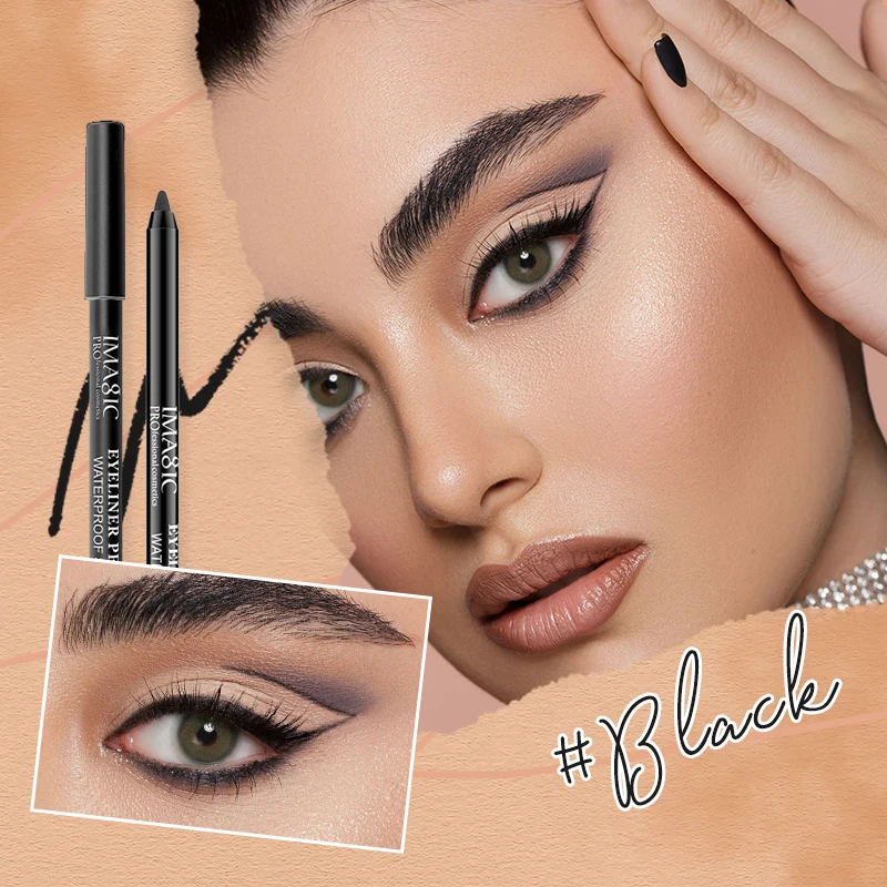 IMAGIC Eyeliner With Pencil Black\\White\\Nude Color Sharpener Long Lasting Liner Eye Waterproof Gel Eye Makeup