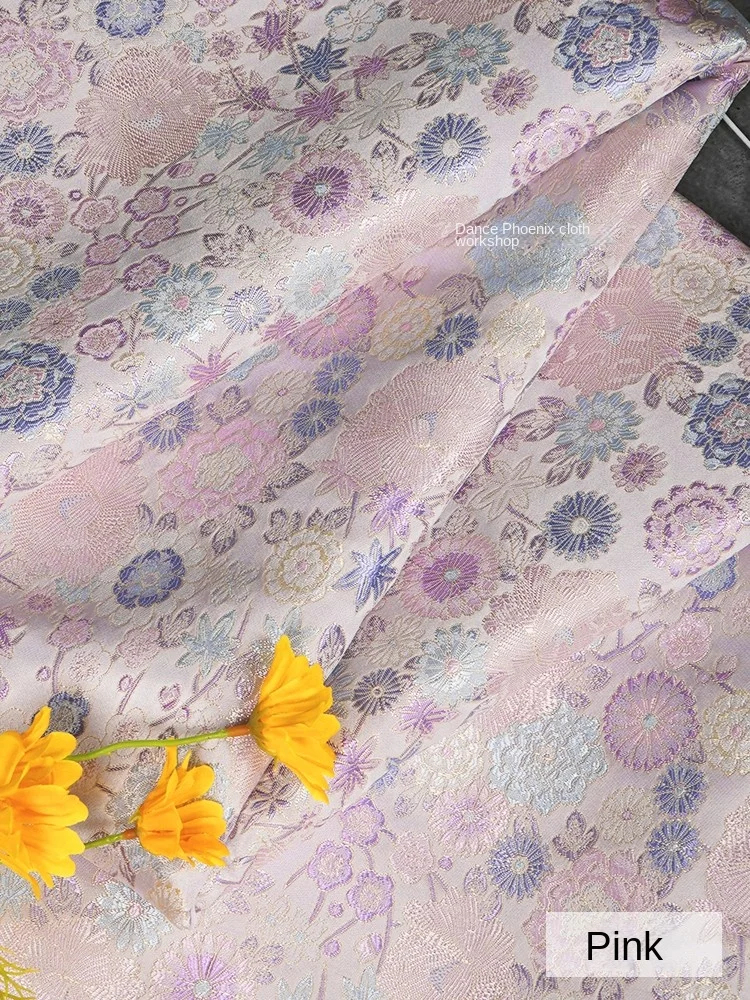 

Жаккардовая ткань фиолетового и розового цвета, тканая жаккардовая куртка Hanfu, имитация песни, парчовая ткань, одежда для шитья метрами, материал для рукоделия