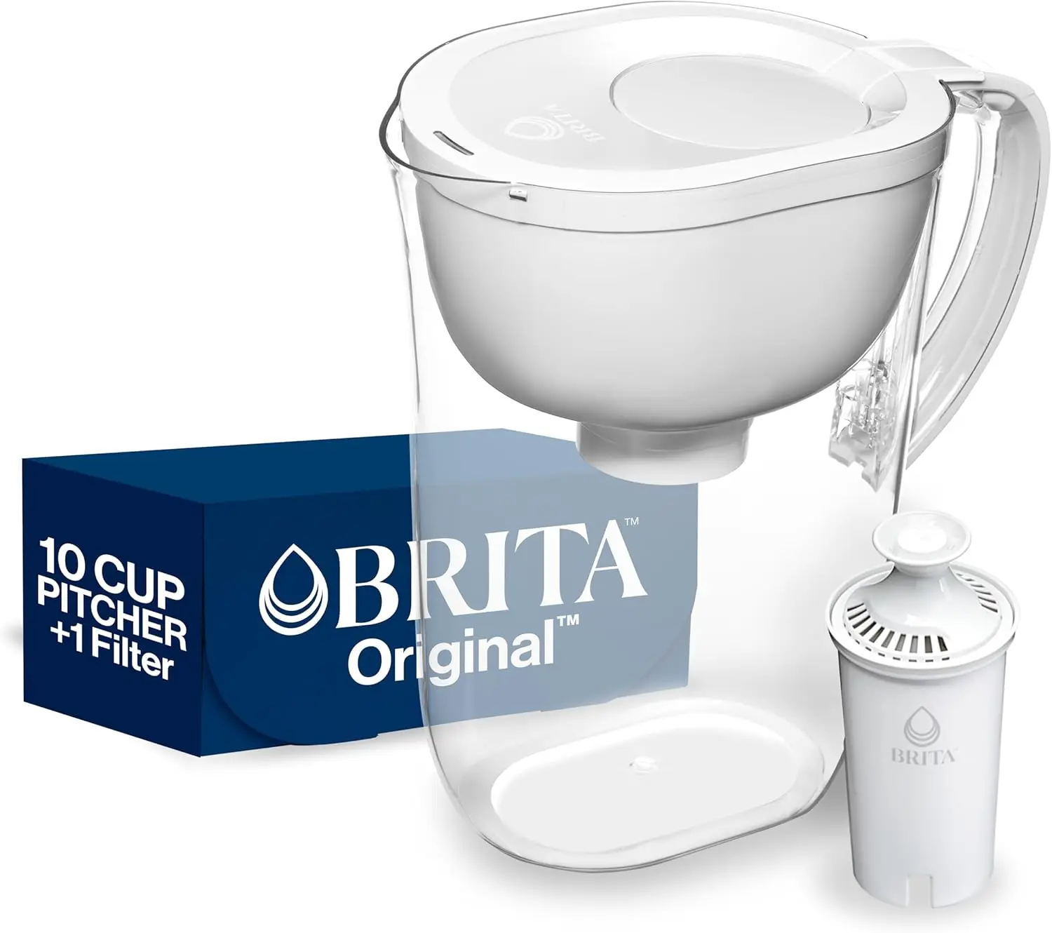 Brita Large Water Filter Pitcher Replaces 1,800 Plastic Water Bottles a Year Includes 1 Filter 10-Cup Capacity Bright White