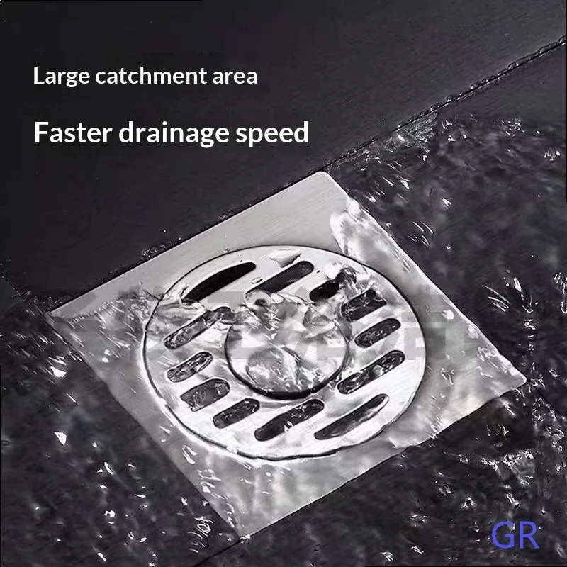Laser Engraved Floor Drain 304 Stainless Steel Brass Core Anti Odor Large Flow Shower Drain