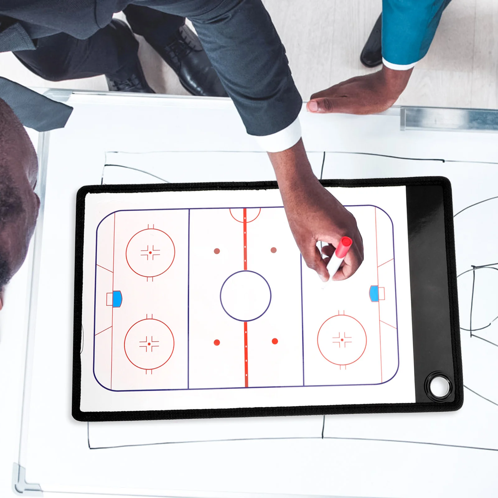 

1Set Ice Hockey Coaching Board Double-Sided PVC Durable Reusable Puck Strategy Clipboard Competition Supply