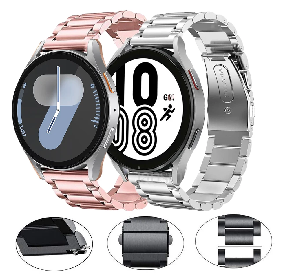 สายโลหะสำหรับ Samsung Galaxy Watch 7 6 5 4 40มม. 44มม. สร้อยข้อมือสแตนเลสสำหรับ Samsung Watch 4 6คลาสสิก43 47มม. 46มม.