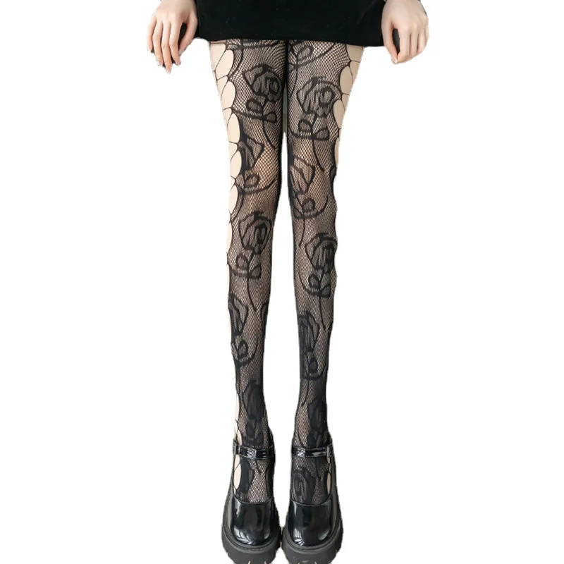 Hollow Out Skeleton Tights Spider Web Fishnet Stockings Pantyhose Loita Sexy Skull Pantyhose Tight Gothic Dark Mesh JK Stockings