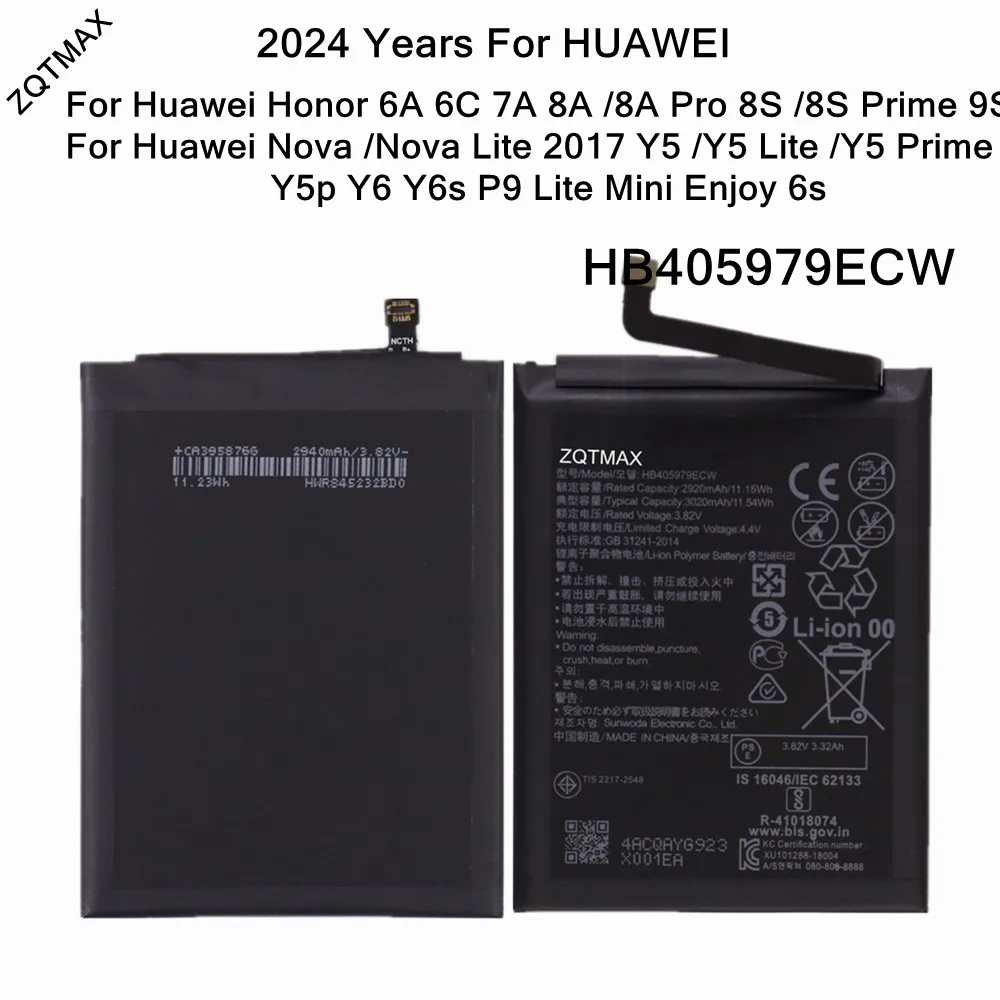 HB405979ECW Battery For Huawei Honor 6A 6C 7A 8A Pro 8S Prime 9S P9 Lite Mini Enjoy 6s Nova Lite 2017 Y5 Lite Prime Y5p Y6 Y6s