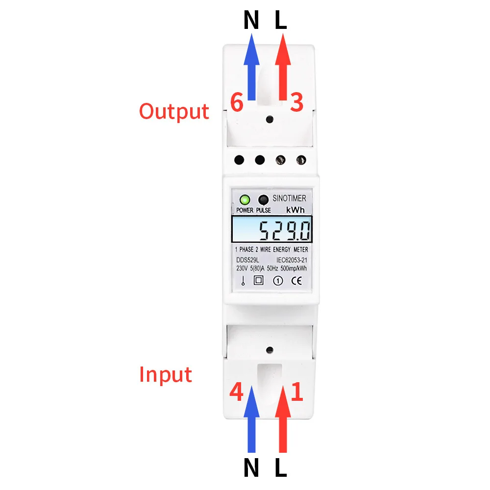 

Digital Energy Meter 2 Wire Single Phase Din Rail Electric KWH Meter with Back-light AC 230V 5-80A for Saving Power Energy