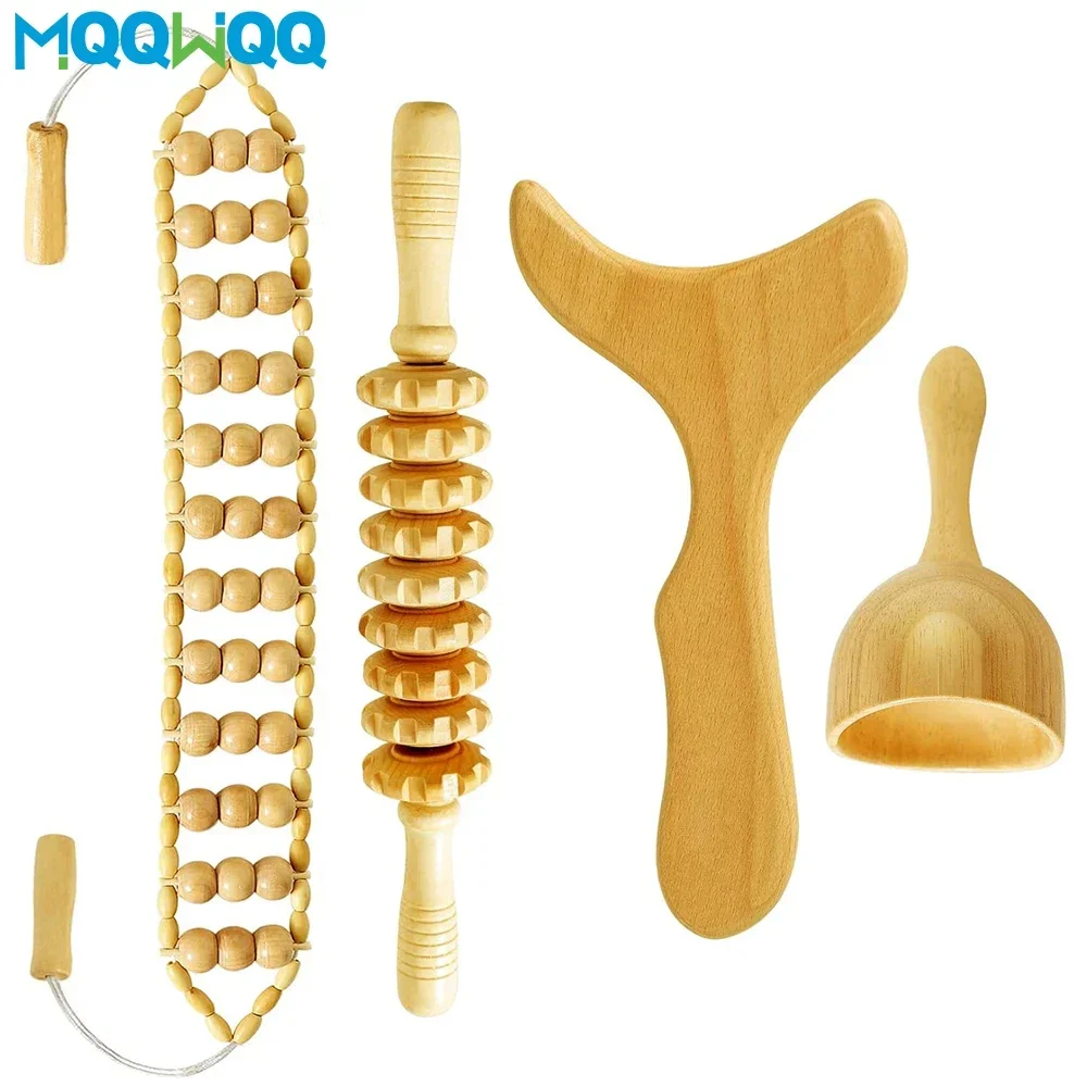 

Maderoterapia Kit Wood Therapy Massage Tools Wooden Lymphatic Drainage Massager Gua Sha Massage Roller Stick for Body Shaping