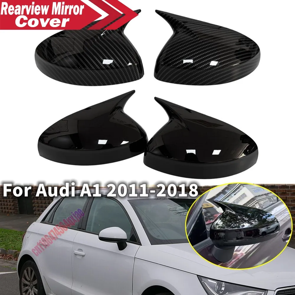For Audi A1 2014-2018 2011 2012 2013 ABS Car Rearview Side Mirror Cover Wing Cap Exterior Door Housing Trim Adhesive Sticker