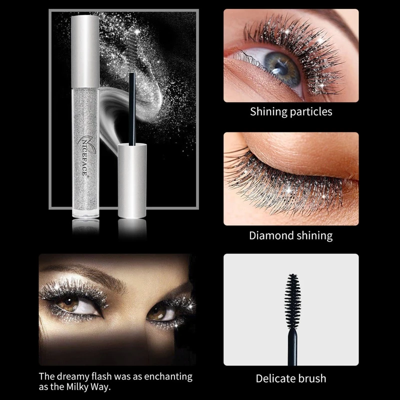 Glitter Fast Dry Eyelash Mascara Long Lasting Curling Lash Extensions Waterproof Eye Lashes Makeup Lengthening for Dropship