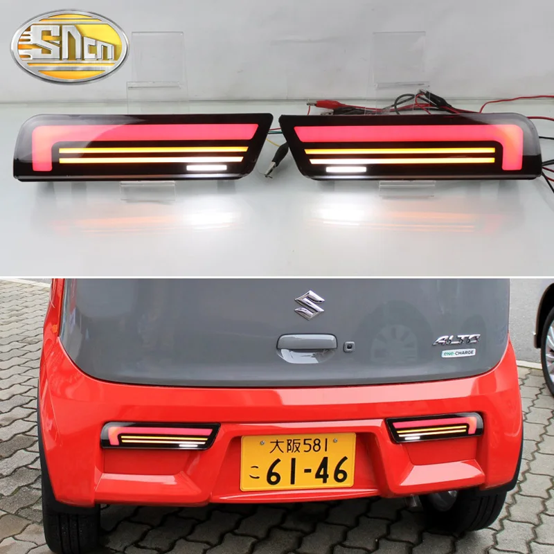 Rear Fog Lamp For Suzuki Alto 2016 - 2022 4-in-1 Functions LED Rear Bumper Light + Brake Light + Turn Signal + Reverse Light