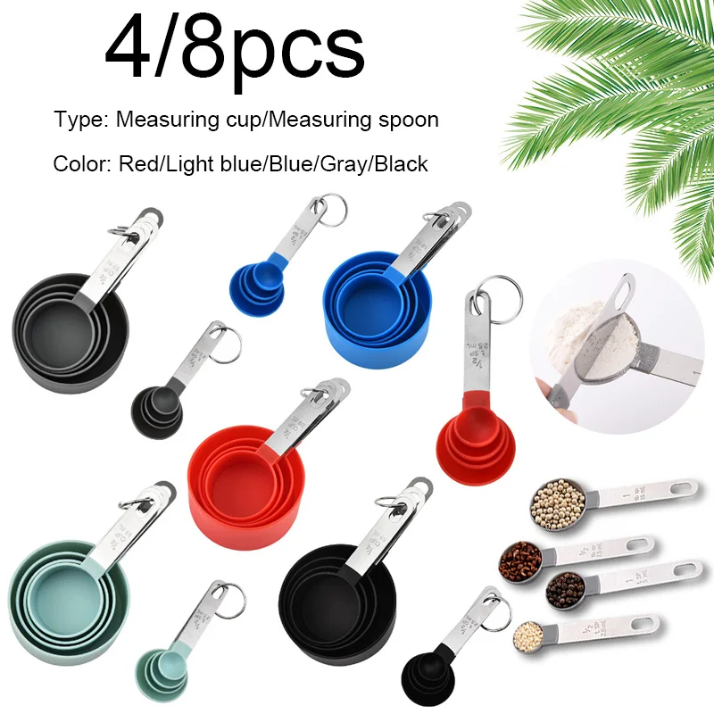 4/8pcs measuring table teaspoon multipurpose sugar spoon cake baking flour measuring cup household kitchen measuring spoon