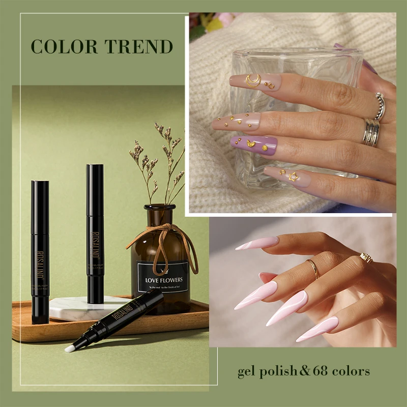 ROSALIND 68 colori Gel Nail Polish Pen Trendy Style Summer Semi Permanent UV Gel vernice Hybrid Nail Polish Base Top Coat