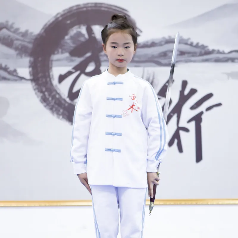 Spring Autumn Kids Martial Arts Uniform Kung Fu Training Suit Wushu Performance Outfit For Boys Girls Martial Arts Clothing Set