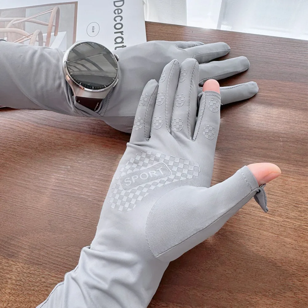 Ice Silk Women Sunscreen Gloves Breathable Anti-UV Sun Protection Riding Gloves Touch Screen Non Slip Summer Driving Mittens