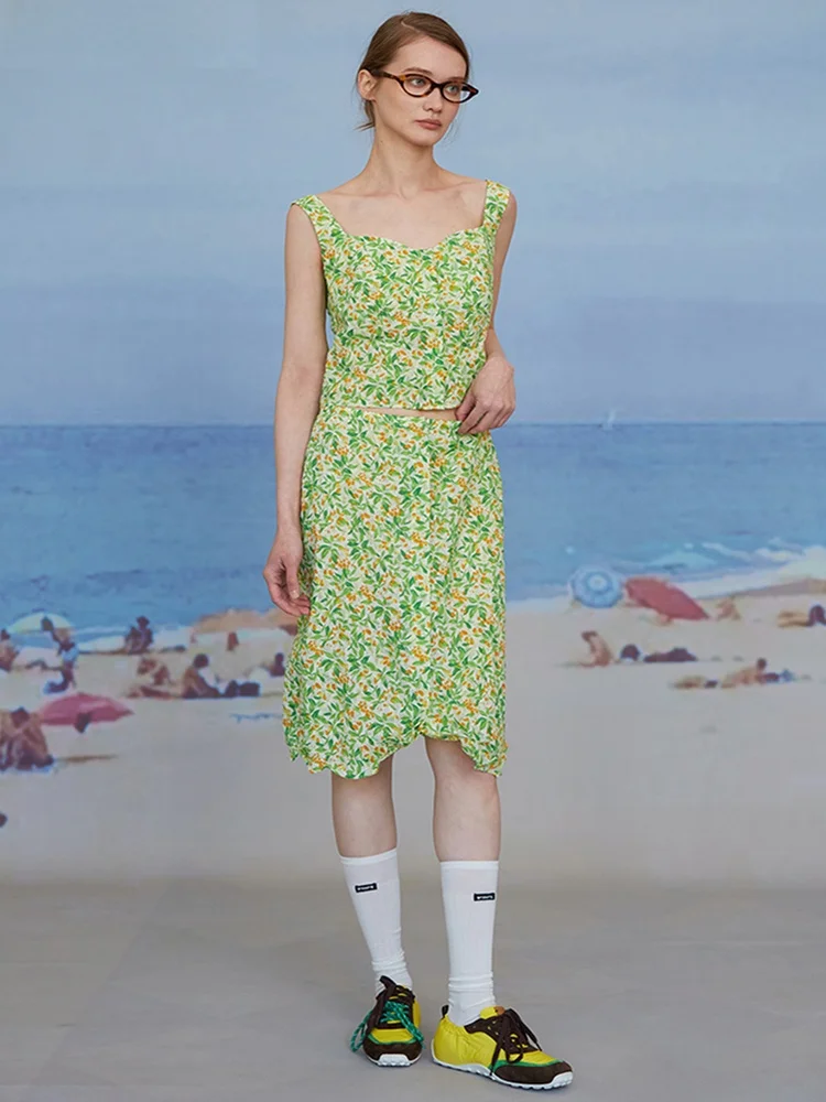 

Юбка-миди MDNOTE с цветочным узором, декоративная, А-силуэт, ранняя осень 2025, свободный крой