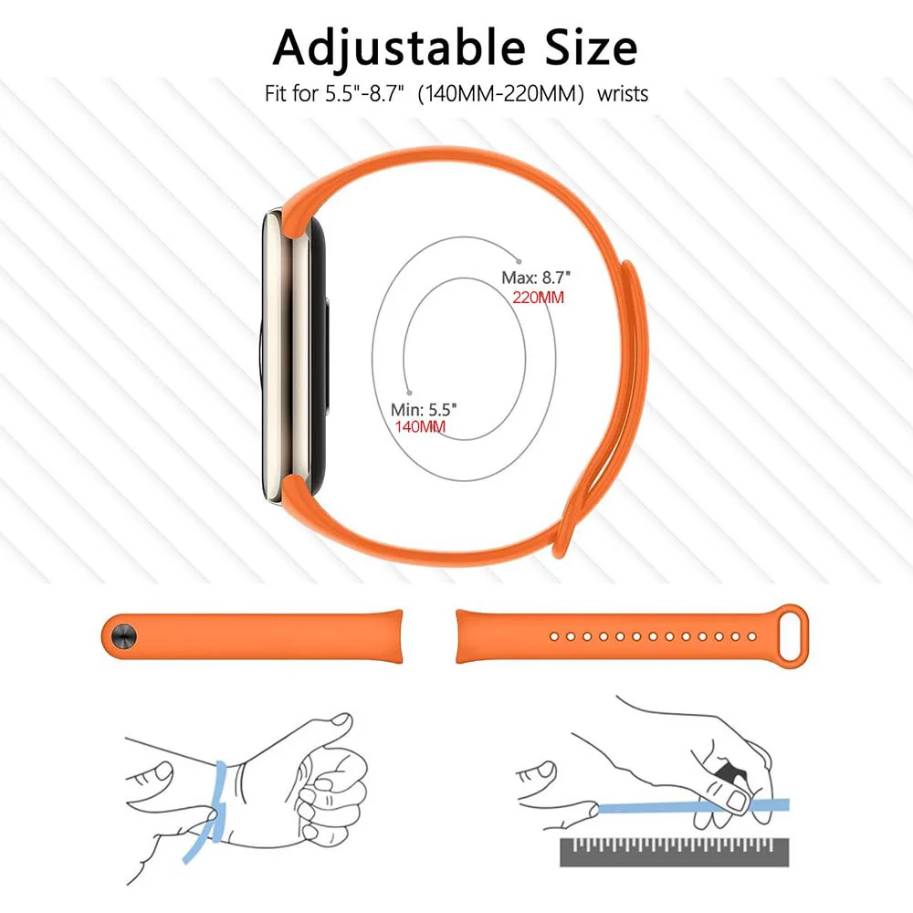Silicone Wrist Strap For Xiaomi Mi Band 10/9/8 NFC Wristband Skin-Friendly Soft & Flexible Silicone Straps for Male and Female