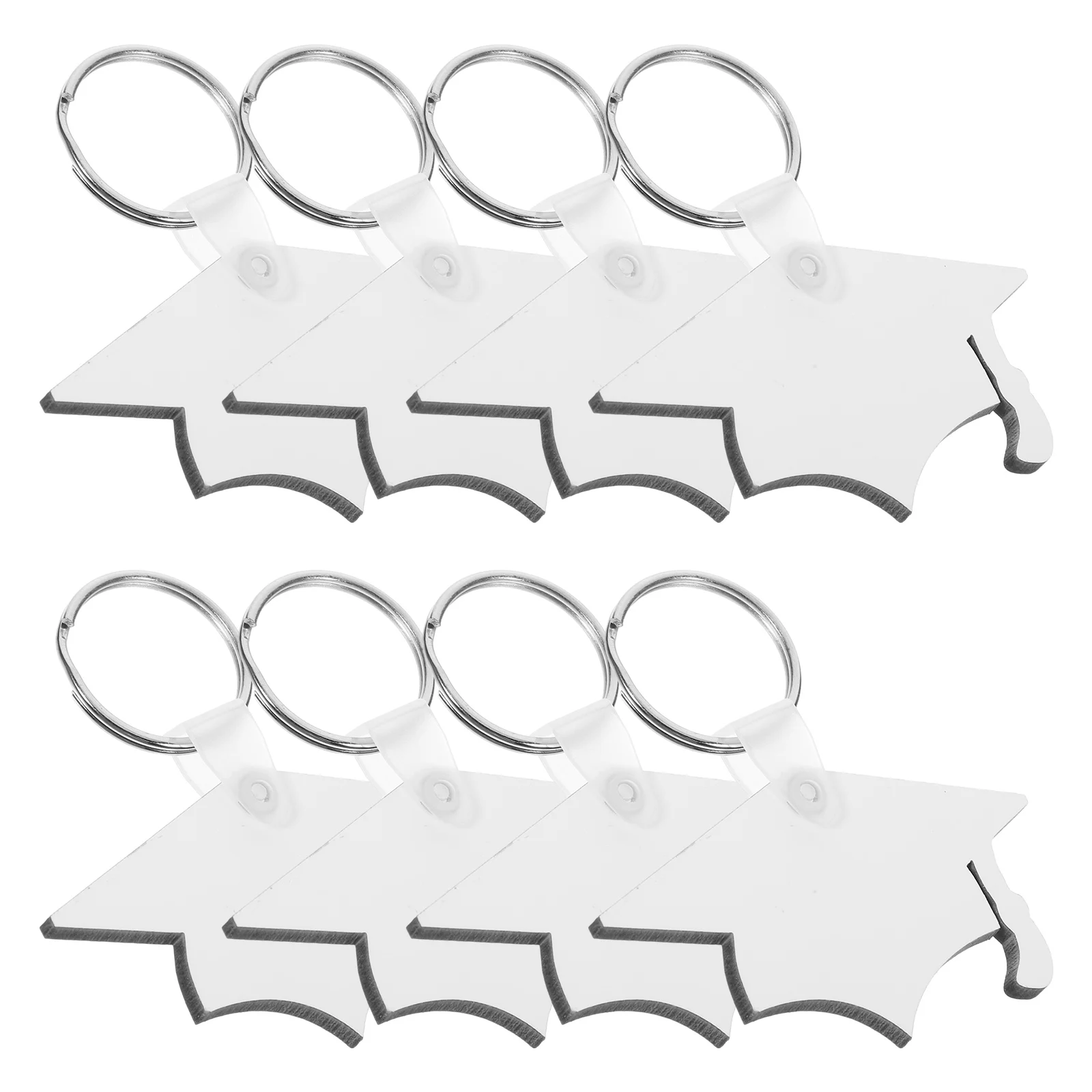 

8 Pcs Graduation Cap Keychain Sublimation Chains Pendant Decorations Zinc Alloy Lightweight Hard Smooth Comfortable Unique