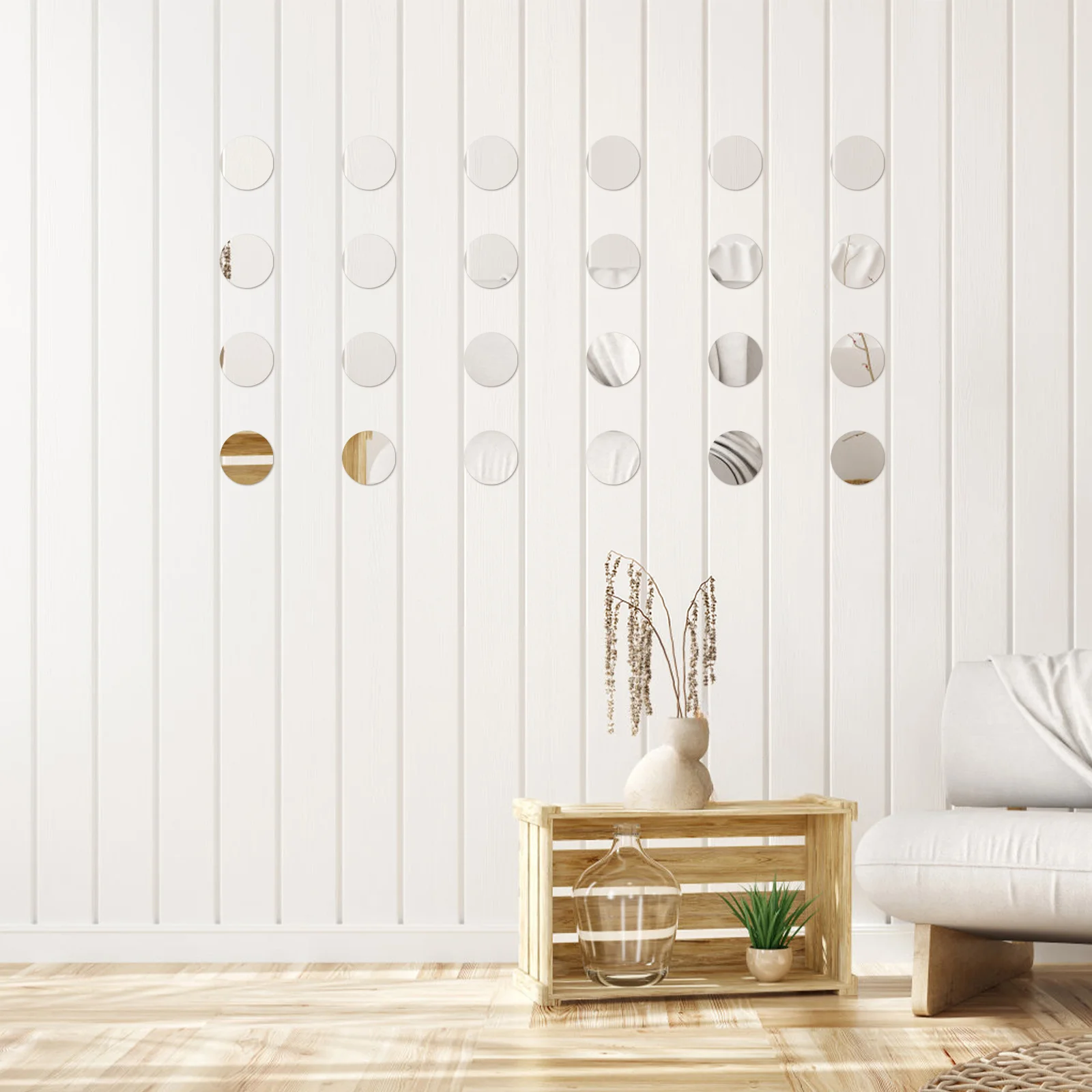 

60Pcs Small Round Mirrors for Crafts Circular Mirror Tiles Adhesive Back Easy Stick Home Decor Wall Decals Pieces