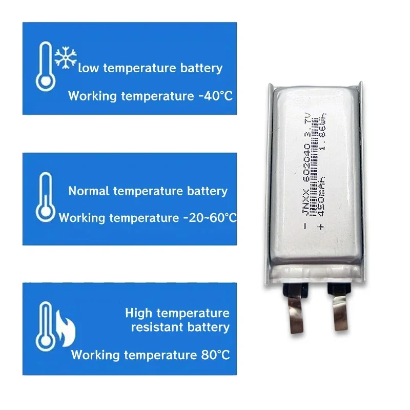 Lithium Polymer Battery 602040 3.7V 450mAh Li-ion Rechargeable Batteries Cells for GPS MP3/4/5 Car DVR Tachograph Headphone Ect