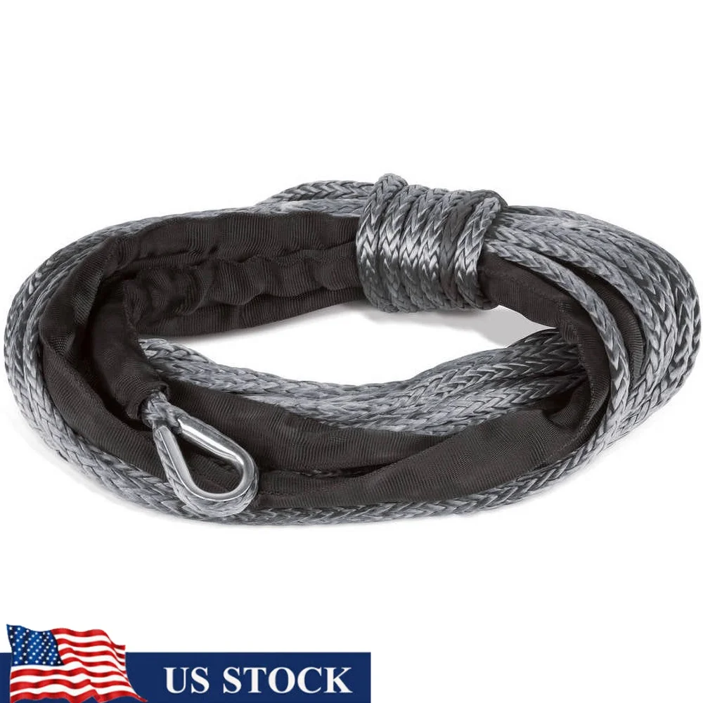 

38ft Dyneema Synthetic Winch Rope 4000-5000lb ATV UTV Replacement Strong Lightweight Flexible Winching Equipment Safety Non