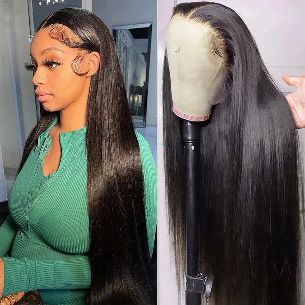 

13x4 Hd Кружевные Фронтальные Парики Черные Синтетические Парики Фронта Шнурка Шелковистые Длинные Прямые Для Женщин Черный Парик Кепка Волокна Бесклеевые Парики Волос