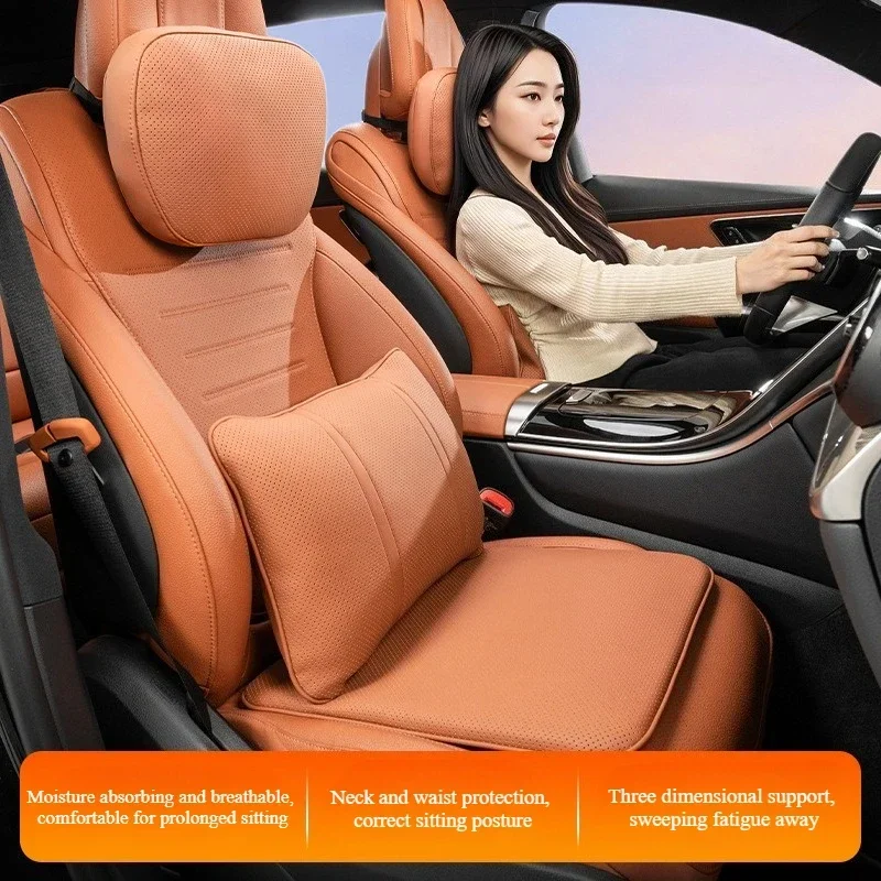 

High-End Car Headrest Lumbar Support Cushion Set Breathable Neck And Waist Support Auto Accessories for Comfortable Drive