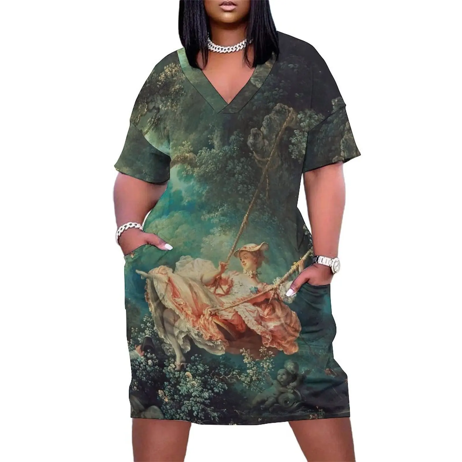 

The Swing Painting - Jean-Honoré Fragonard Loose Pocket Dress evening dresses luxury 2024 Long dress evening dress woman