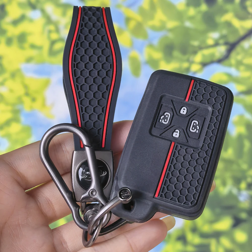 Honeycomb Texture Key Protector With Keychain Fit Toyota Noah Tarago Mark X RAV4 Voxy Corolla Yaris Estima Smart Key Fob
