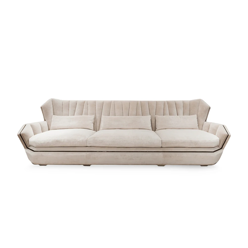 

%w High Quality Luxury White Modern Sofa with Solid Wood Frame and Metal for Home or Villa Furniture