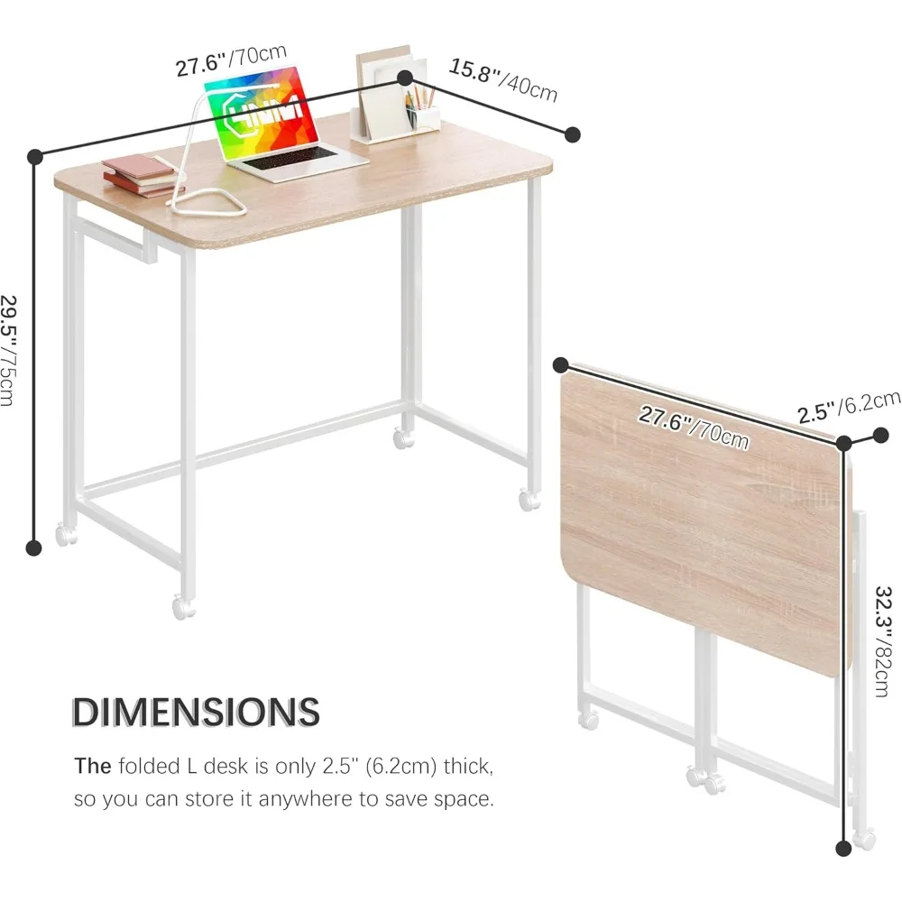 Portable Mobile Laptop Desk with Wheels, Compact Rolling Computer Table for Small Spaces and Couch Use