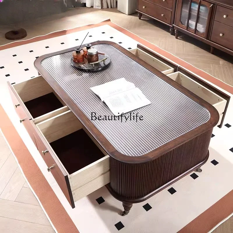 FG40Mesa de centro retangular francesa retrô sofisticada para sala de estar