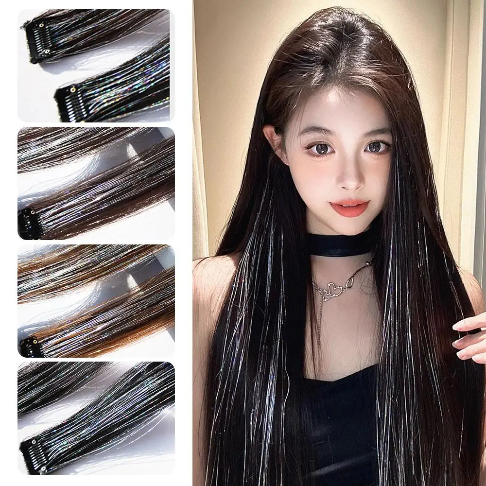 1 قطعة بهرج الشعر بريق كول تصفيف الشعر أداة الليزر نمط الشعر بهرج الشعر التمديد البريق كاذبة الشعر لامعة هيربيسي #4