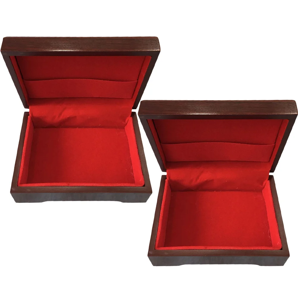 

2Pcs Rectangular Wood Box for Cards Storage Jewelry Trinket Keepsakes Poker Case Container Multi Functional Compact Design Gift