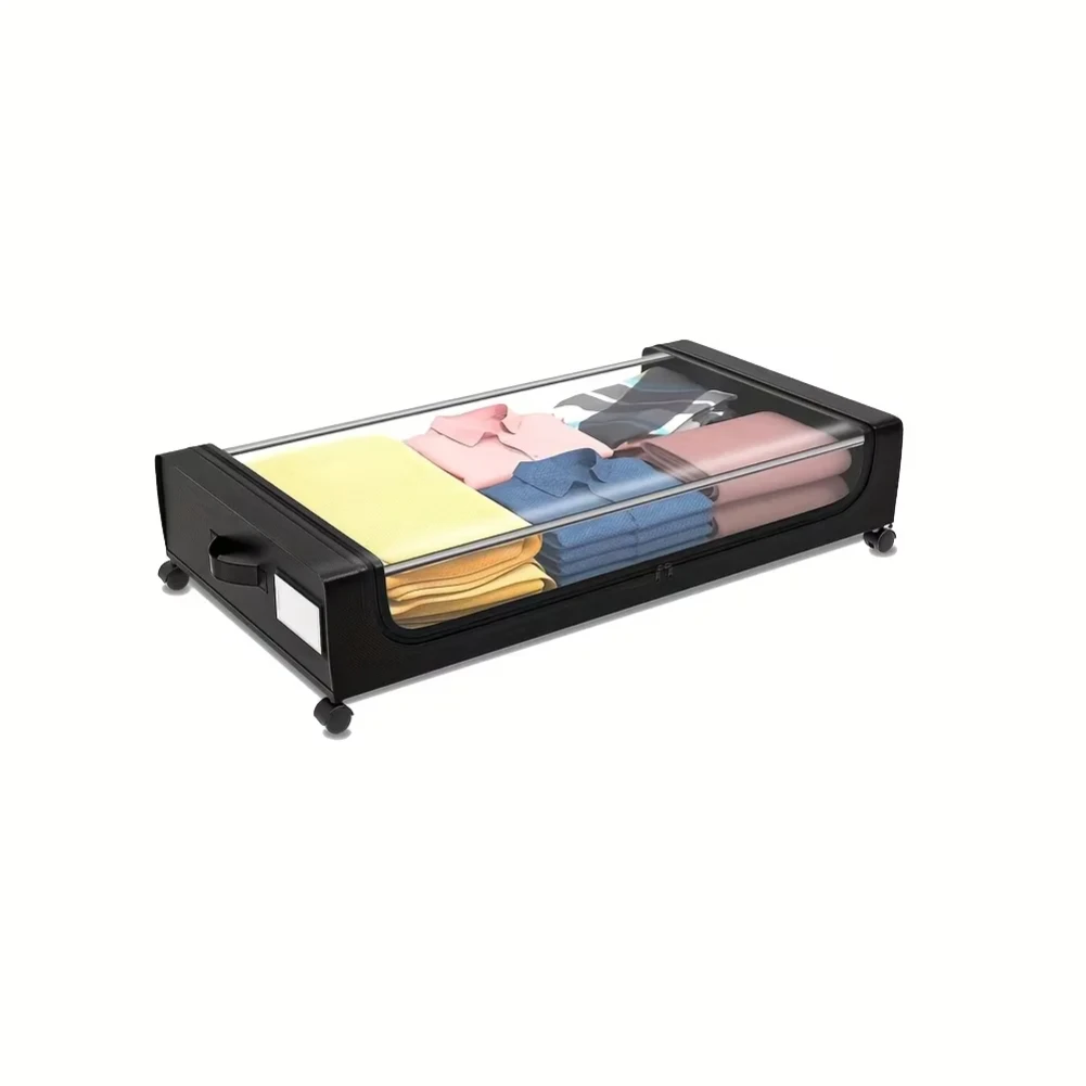 Casiers sous le lit avec roulettes et couvercles, gain de place, conteneurs de rangement extractibles pour chaussures et vêtements. Idéal pour les chambres à coucher