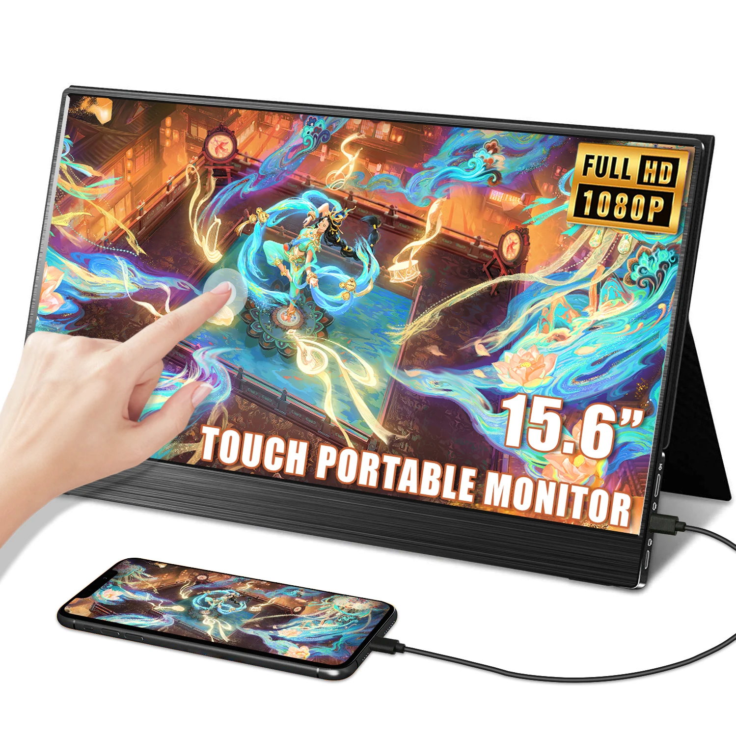 For Laptop 15.6 inch 1080P Type-C PS5/4 switch Full HD On Cell Touch 10 point Touch Screen Portable Monitor Touch