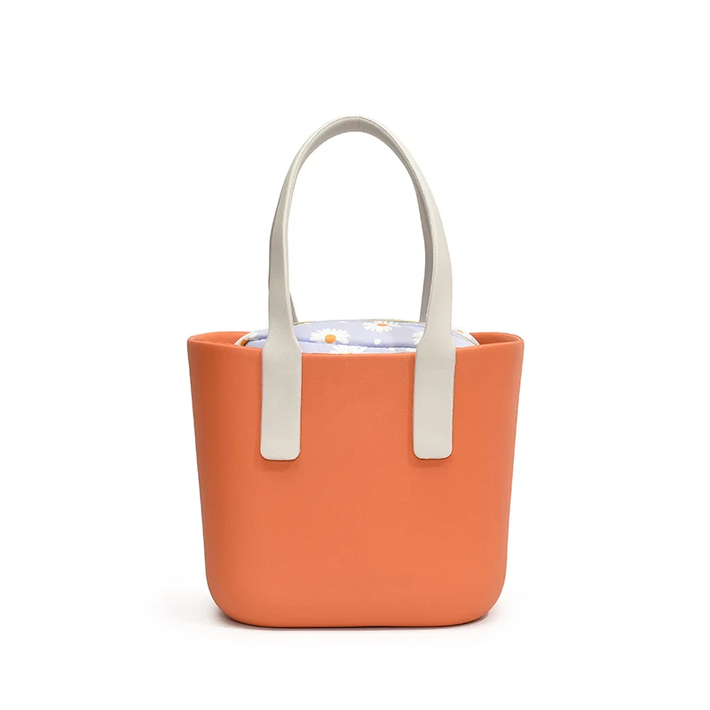 

Women Portable Basket Bag Contrast Color Outdoor Shopping Bag Fashion Top Handle Bag Girls Daily Bag with Liner Bag