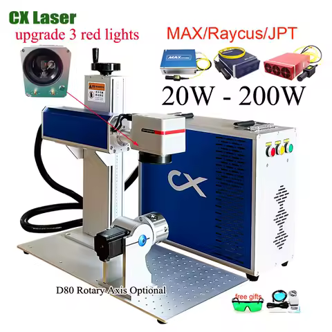 3 Red Light Raycus 100W 200W Fiber Laser Marking Machine JPT MOPA M7 60W 30W Lightburn for DIY Jewelry,Gold,Silver,Ring,Bracelet