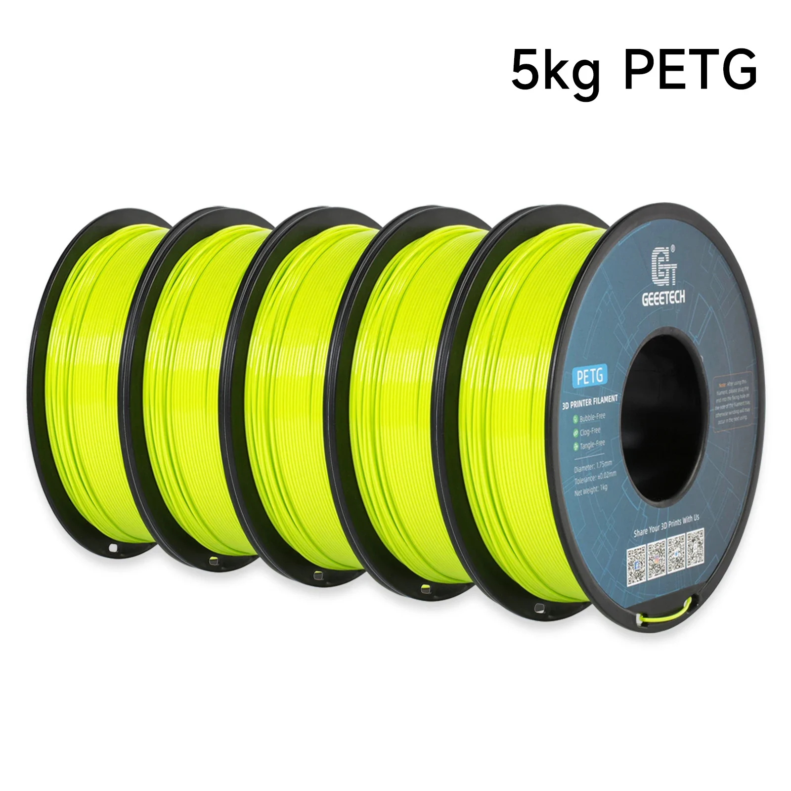 Geeetech 5kg PETG 1,75 mm filament 3D-printdraad Vacuümverpakking Lokale magazijnen Kleurrijk plastic voor de meeste FDM 3D-printers