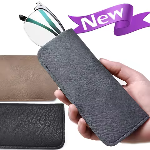 Soft PU Leather Portable Glasses Case Fold-able Glasses Box for Reading Eyeglasses Sunglasses for Men Women Dust-proof Gift