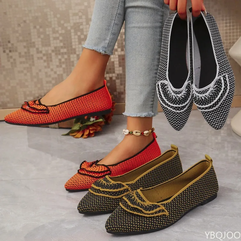 

Весенне-летние новые модные туфли большого размера на плоской подошве с острым носком, повседневные и удобные женские туфли на плоской подошве 2026