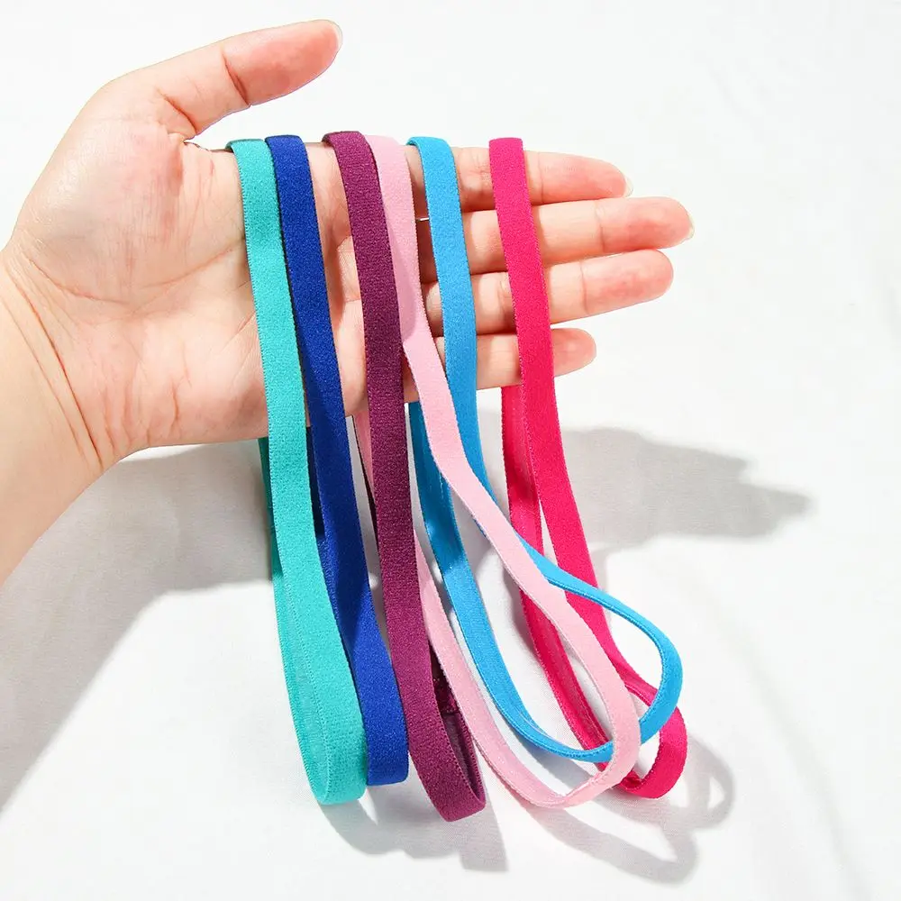 Ladies Stretch Candy Color Elastic Headband Sport Anti-slip Head Wrap Yoga Hair Bands