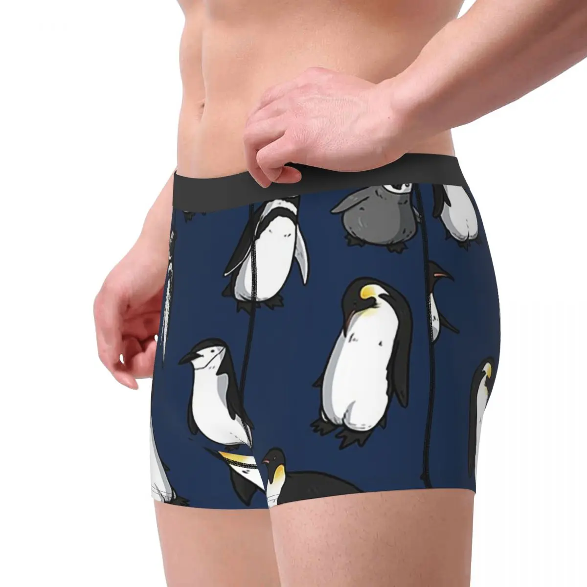 الملاكم السروال السراويل لطيف البطريق نمط (المتنقل الأزرق الداكن) سراويل داخلية مريحة للرجال لهدايا رجل أوم