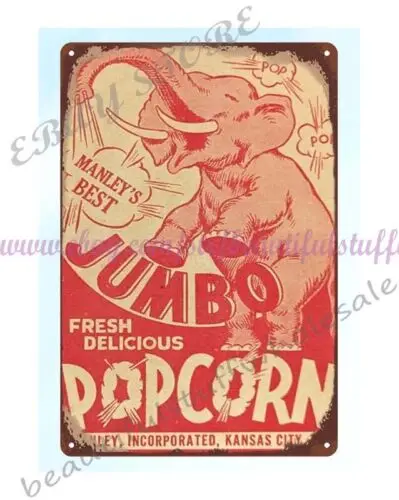 Manley's Best Popcorn Elephant Kansas City MO metal tin sign outdoor wall art