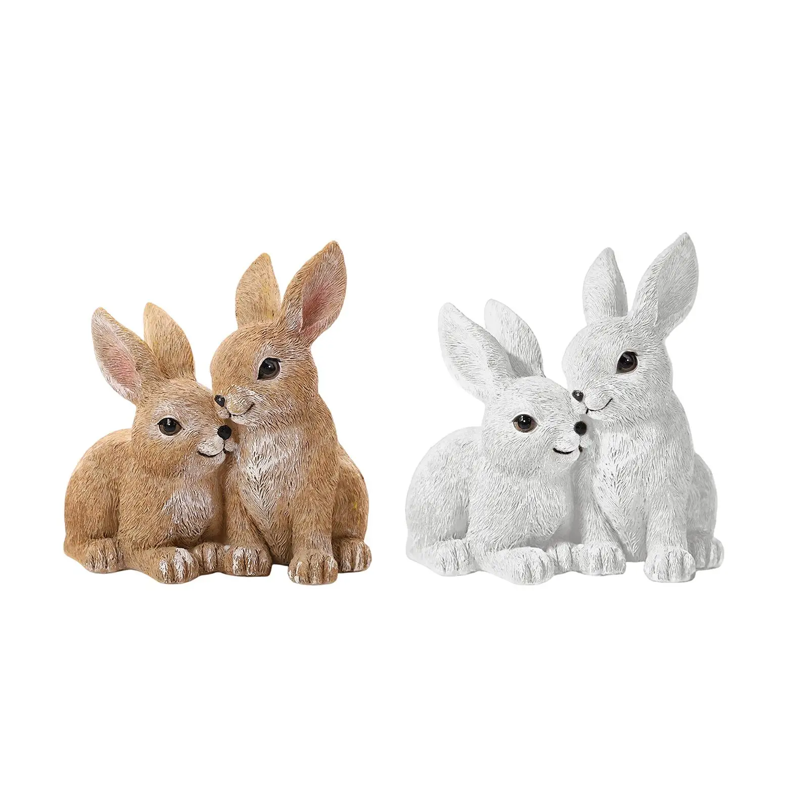 Rabbit Statue Resin Animal Figurine Collection Realistic Housewarming Gift Art Craft Cute Bunny Sculpture for Backyard Office