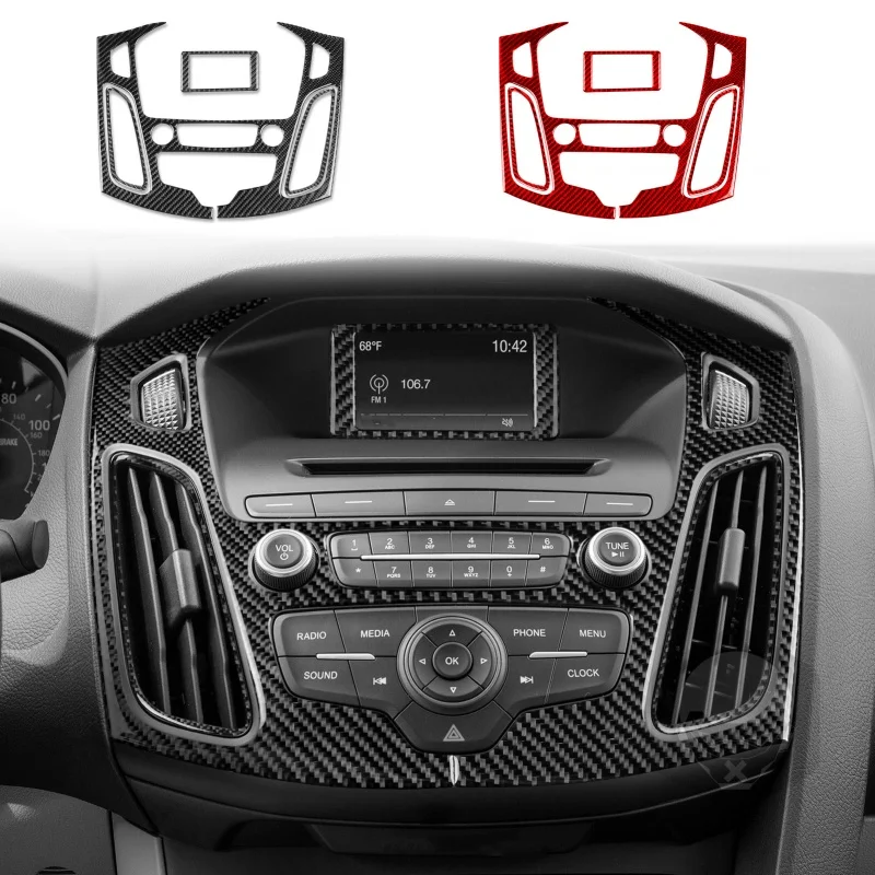 For Ford Focus SE RS ST Ecoboost 2015 2016 2017 2018 Real Soft Carbon Fiber Sticker LHD RHD Car Center Console Panel Accessories