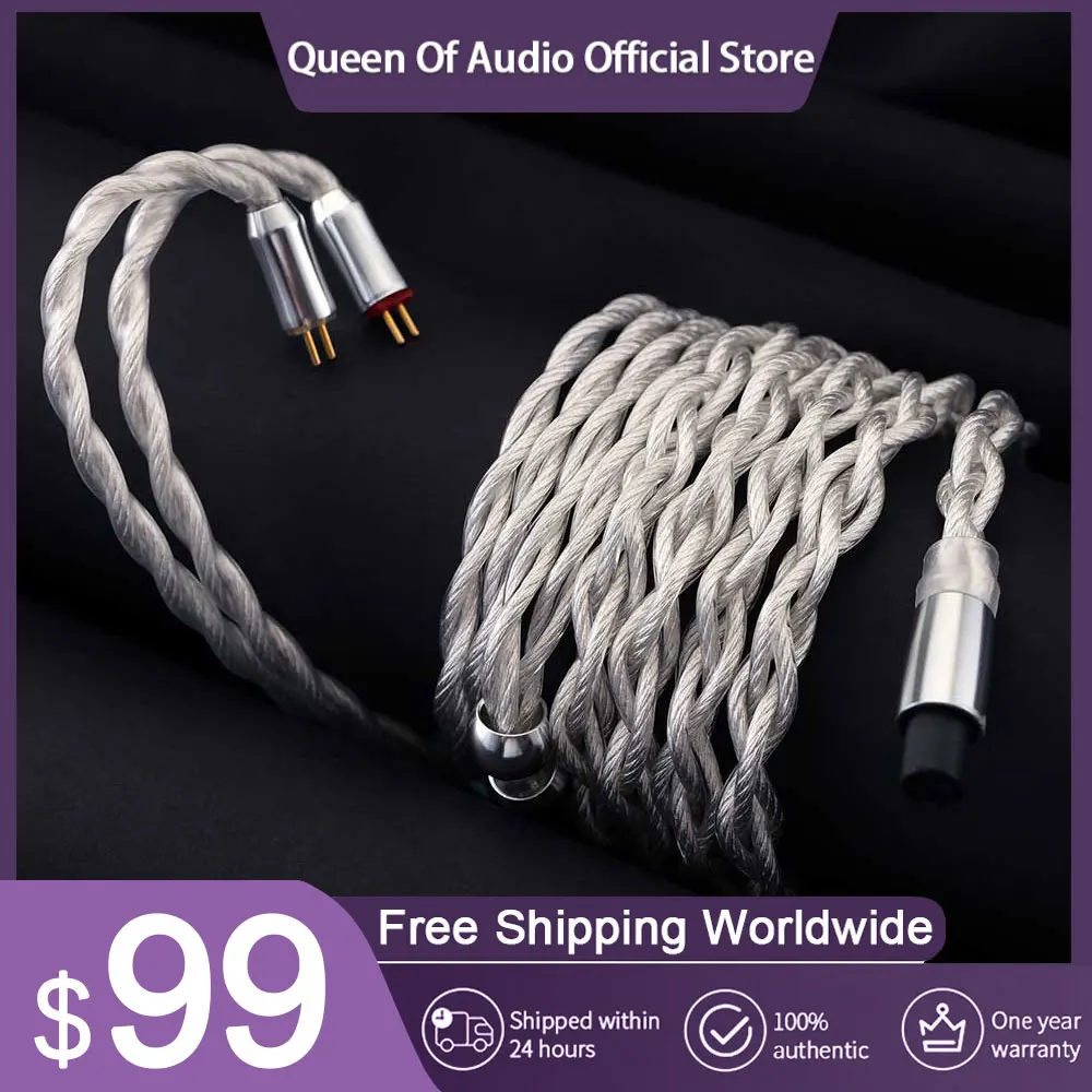 

QoA RUM In Ear Earphone Modular Upgrade Cable 6N OCC Plug With Silver Plated 2.5/3.5/4.4mm Plug MMCX/0.78mm IEM HIFI Headphone