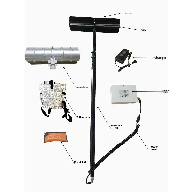 Solar photovoltaic panels, power plant component cleaning brush equipment, fully automatic waterless
