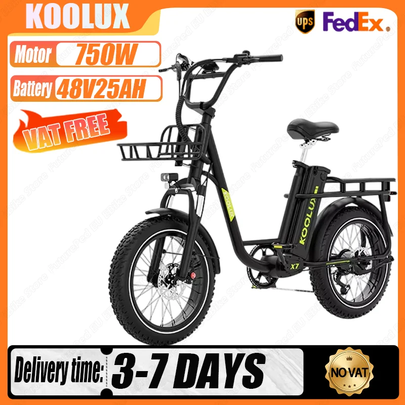 KOOLUX X7 vélo électrique 750W moteur 48V25Ah batterie pour adulte ville voyage vélo électrique 20*4.0 pouces gros pneu montagne e-bike